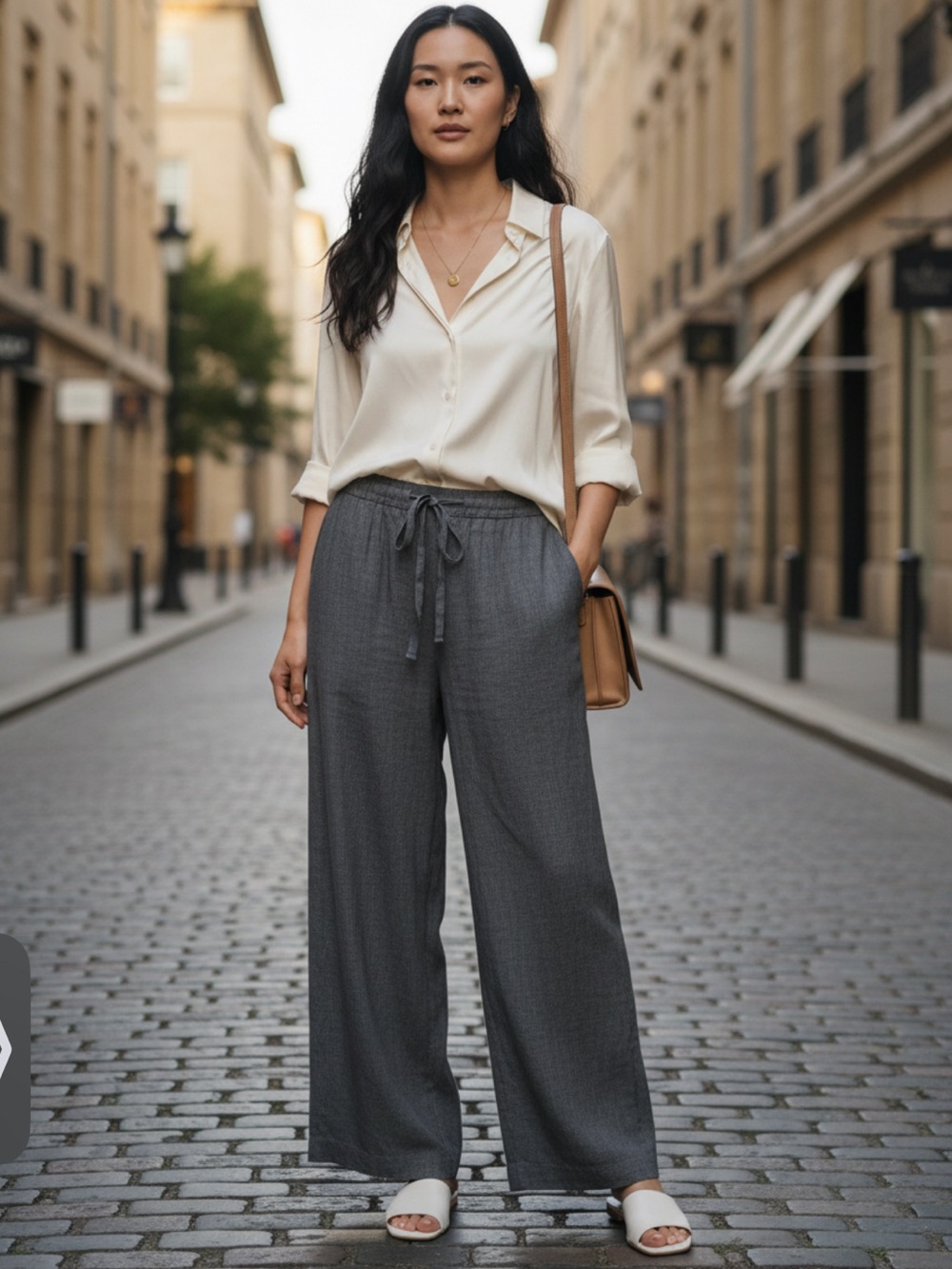 Theory Crop Wide Leg Pants in Pewter Melange, size 2